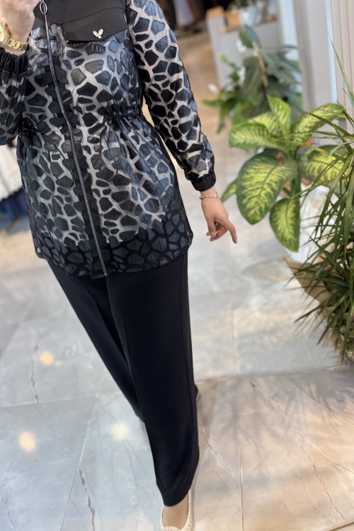 DOUBLE BAHAR CEKET(DERİ) Siyah