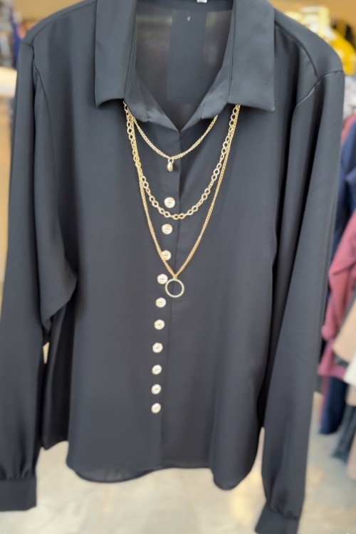 KSD KOLYELİ GÖMLEK Siyah