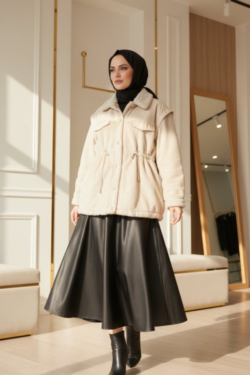 NPRIVE 4122 KOL ÇIKMA DERİ MONT Bej