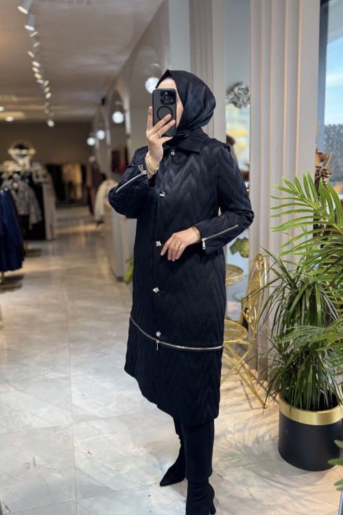 NPRİVE 4333 KOL FERMUAR DET.KABAN Siyah