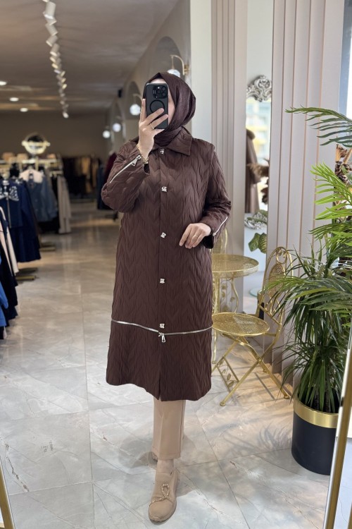 NPRİVE 4333 KOL FERMUAR DET.KABAN Kahverengi