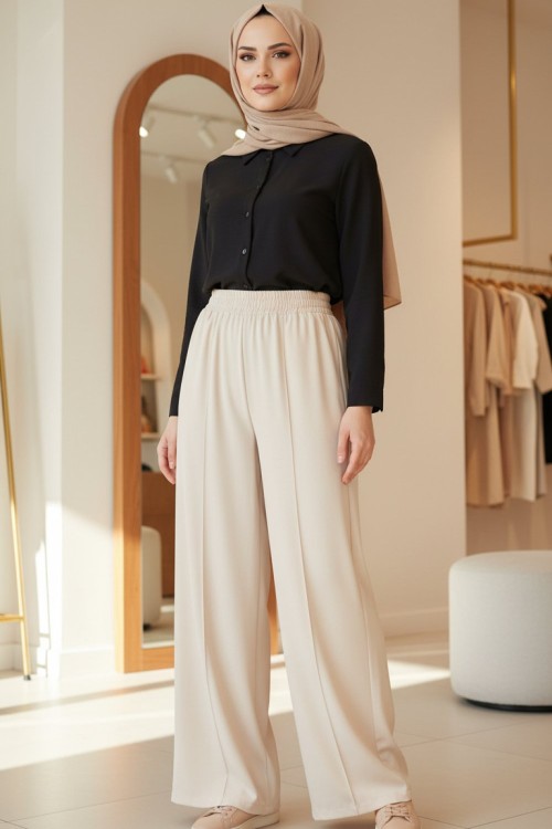 AİŞE MODABOL PAÇA PANTOLON Bej