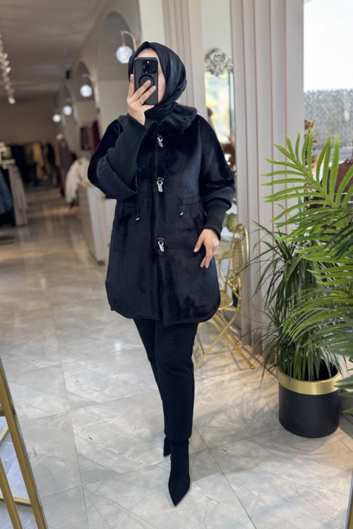 NPRİVE RİBANA KOL ANGORA KABAN (5242) Siyah