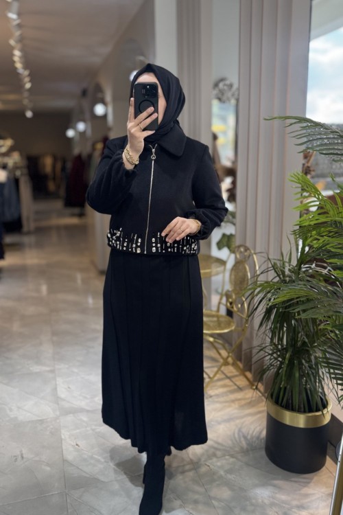 NPRİVE 4305 TAŞ DETAY KAŞE MONT Siyah