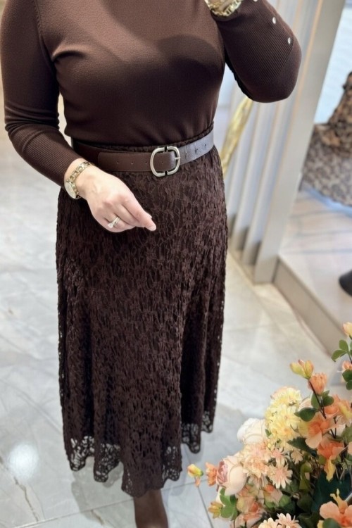 NİL DANTEL ETEK Acı Kahve