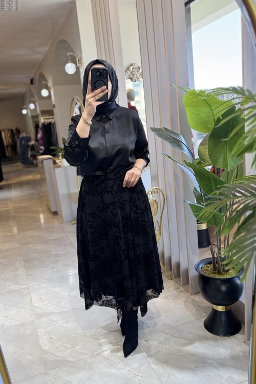 ASENA DANTEL ETEK Siyah