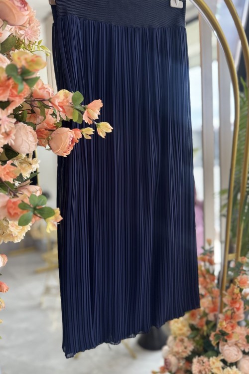 PİLİSELİ ŞİFON ETEK Lacivert