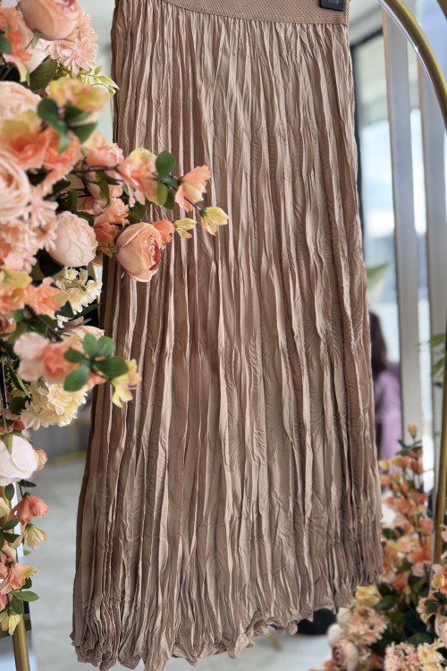 Gazella kırışık etek Vizon