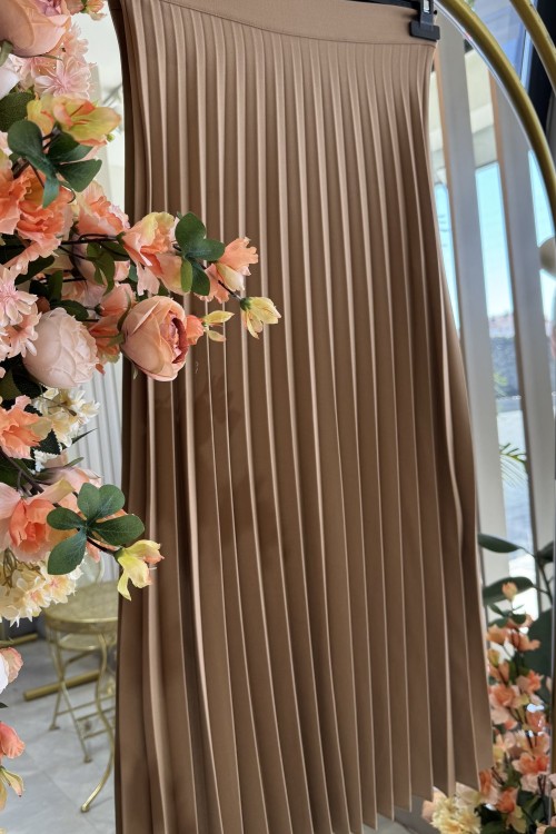 NPRİVE PİLELİ ETEK Karamel