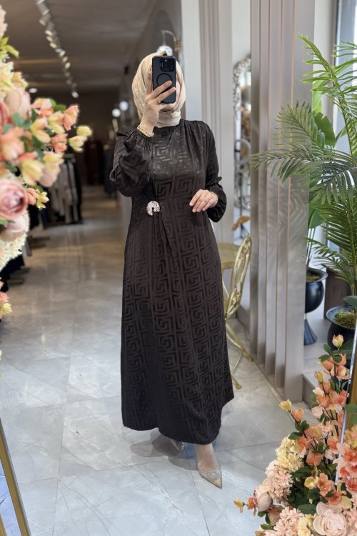 YASEMİN ELBİSE 3725 Kahverengi