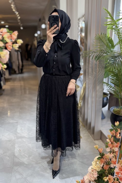 KLOŞ DANTEL ETEK Siyah