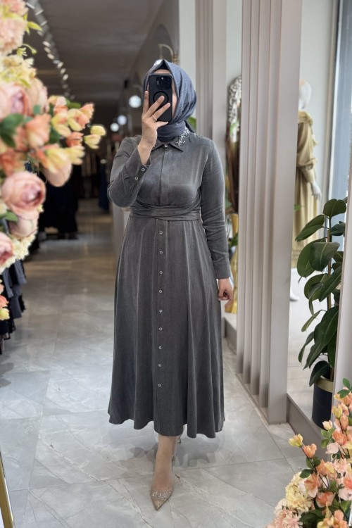 CATHERİNE ELBİSE Antrasit