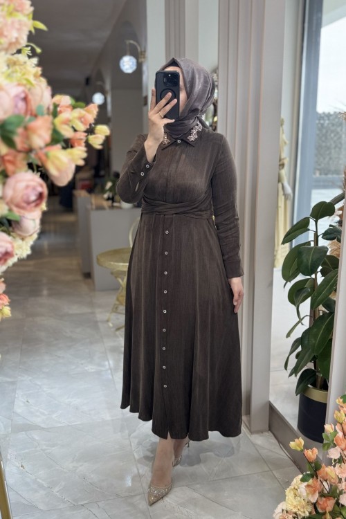 CATHERİNE ELBİSE Kahverengi